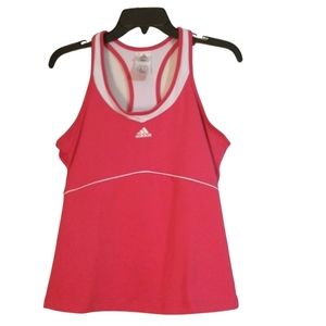 Adidas Pink White Climalite Racerback Tank Top Active Wear Large L